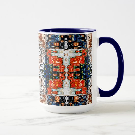 Abstrakte Tasse Rot, Weiß und Blau (Rechts)