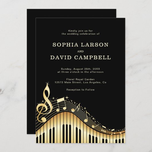 Abstrakte Tastaturhochzeit Einladung (Vorne/Hinten)