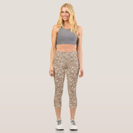 Abstrakte Taupe-Kapri für jeden Anlass Capri Leggings