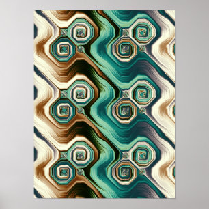 Abstrakte Teal-Achat-Wellen Poster