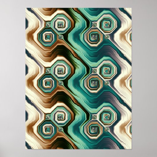 Abstrakte Teal-Achat-Wellen Poster (Vorne)