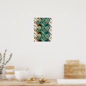 Abstrakte Teal-Achat-Wellen Poster (Küche)