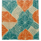 Abstrakte Teal-, Orange- und Beige-Blumen Duschvorhang (Vorderseite)