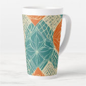 Abstrakte Teal-, Orange- und Beige-Blumen Milchtasse (Rechte Ecke)
