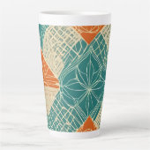 Abstrakte Teal-, Orange- und Beige-Blumen Milchtasse (Vorderseite)