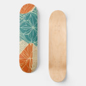 Abstrakte Teal-, Orange- und Beigefarbene Blumen Skateboard (Vorderseite)