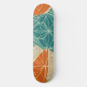 Abstrakte Teal-, Orange- und Beigefarbene Blumen Skateboard (Vorderseite)