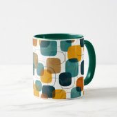 Abstrakte Teal- und Ocker-Formen im Stil der Mitte Tasse (VorderseiteRechts)