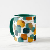 Abstrakte Teal- und Ocker-Formen im Stil der Mitte Tasse (Vorderseite Links)