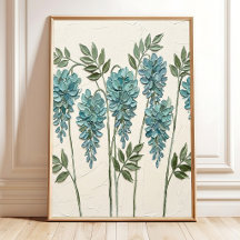 Abstrakte Teal Wisteria Minimalistische Wandkunst
