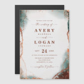 Abstrakte Terra Cotta Magnetic Wedding Einladung (Vorne/Hinten)