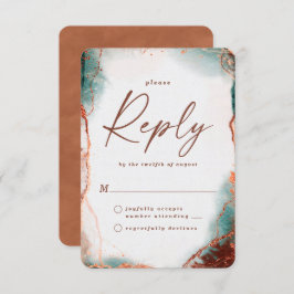 Abstrakte Terra Cotta Wedding RSVP Antwortkarte