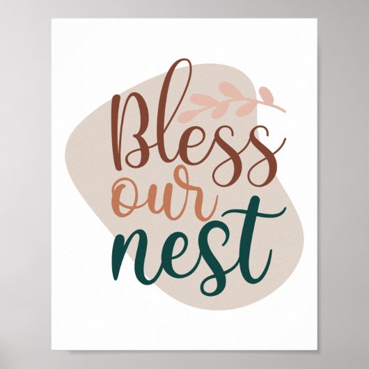 Abstrakte Terrakotta Bless Unsere Nest Typografie Poster (Vorne)