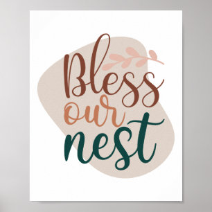 Abstrakte Terrakotta-Segne-unser-Nest-Typografie Poster