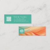 Abstrakte Terrakotta und Jadegrün Mini Visitenkarte (Vorne/Hinten)
