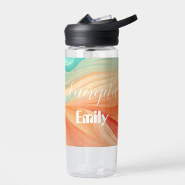 Abstrakte Terrakotta und Jadegrün Trinkflasche