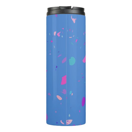 Abstrakte Terrazzo Galaxy Illustration in Blau Thermosbecher (Rückseite)