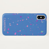 Abstrakte Terrazzo Galaxy in Blauem Personalisiert Case-Mate iPhone Hülle (Rückseite (Horizontal))