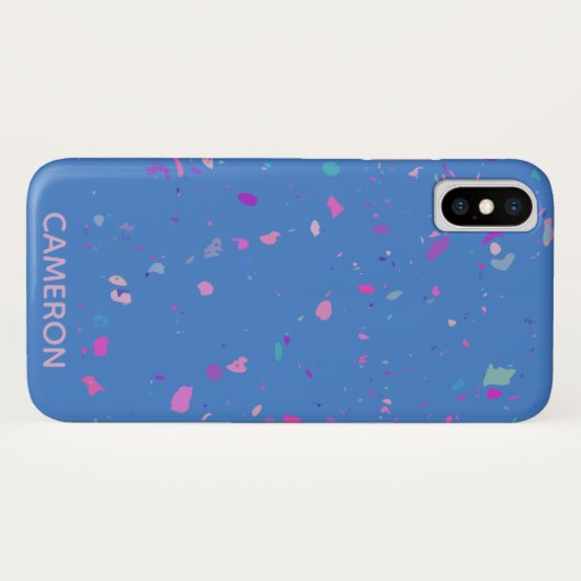 Abstrakte Terrazzo Galaxy in Blauem Personalisiert Case-Mate iPhone Hülle (Rückseite (Horizontal))