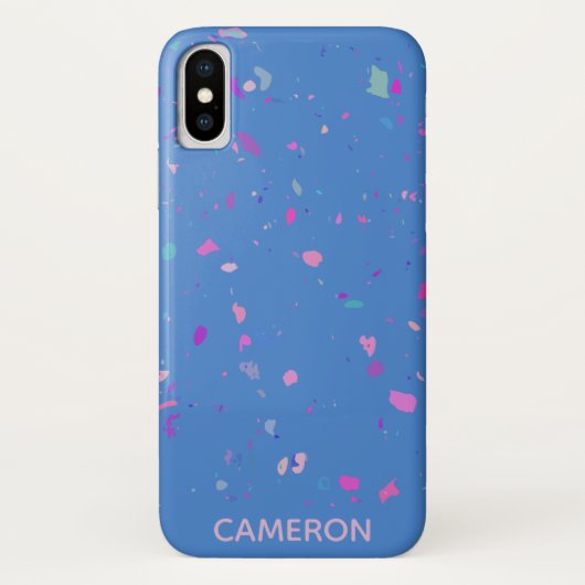 Abstrakte Terrazzo Galaxy in Blauem Personalisiert Case-Mate iPhone Hülle (Rückseite)