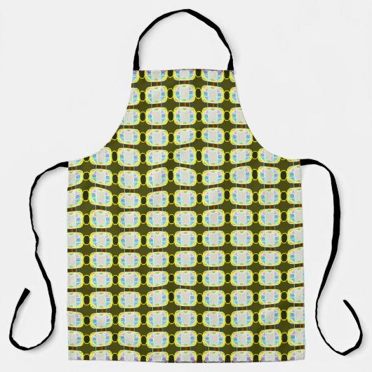 abstrakte Textur, farbenfrohes Gingham-Muster, mod Schürze (Vorderseite)