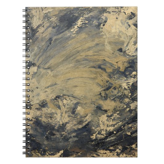 Abstrakte Textur in erthy Beige Black Swirl Notizblock (Vorderseite)