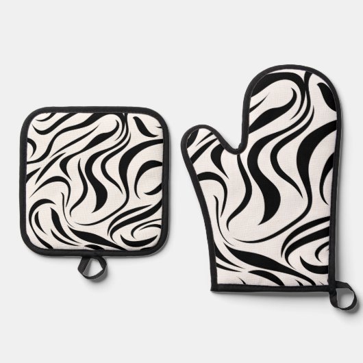 abstrakte Textur mit gewellten Linien Ofenhandschuh & Topflappen-Set (Vorderseite)