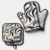 abstrakte Textur mit gewellten Linien Ofenhandschuh & Topflappen-Set (Vorderseite/Rückseite)