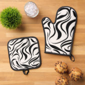 abstrakte Textur mit gewellten Linien Ofenhandschuh & Topflappen-Set (Oben Unten)