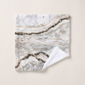 Abstrakte Texturen aus weißem und schwarzem Marmor Badhandtuch Set (Waschlappen)