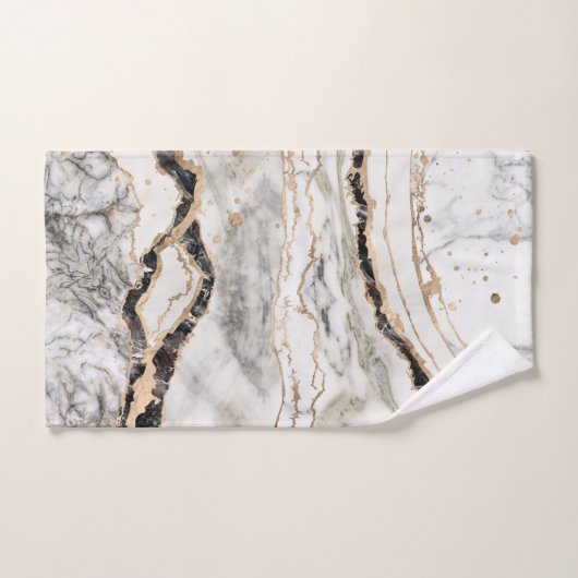 Abstrakte Texturen aus weißem und schwarzem Marmor Badhandtuch Set (Handtuch)