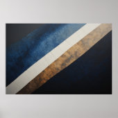 Abstrakte Texturierte Diagonale Blau Gold Poster (Vorne)