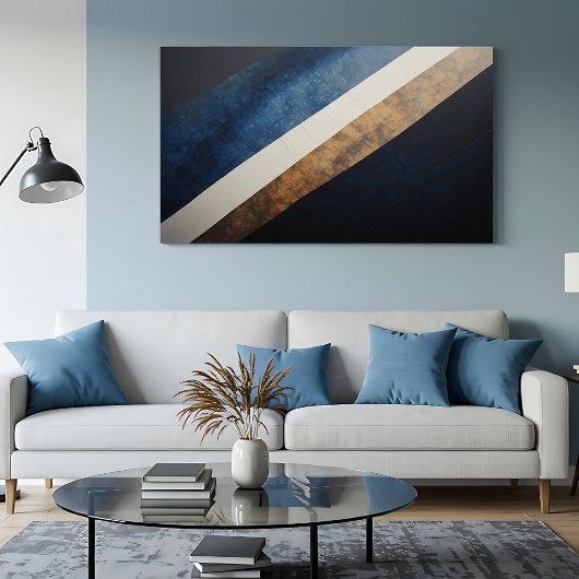 Abstrakte Texturierte Diagonale Blau Gold Poster