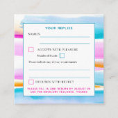 Abstrakte Tidal-Linien Rosa blaue Hochzeitskarte Begleitkarte (Rückseite)