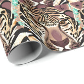 Abstrakte Tigerfalle Tan und Aquamariner Geburtsta Geschenkpapier (Rolleneckpunkt)