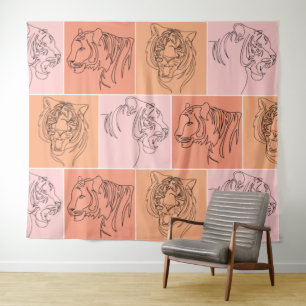Abstrakte Tigerkopfart Wandteppich