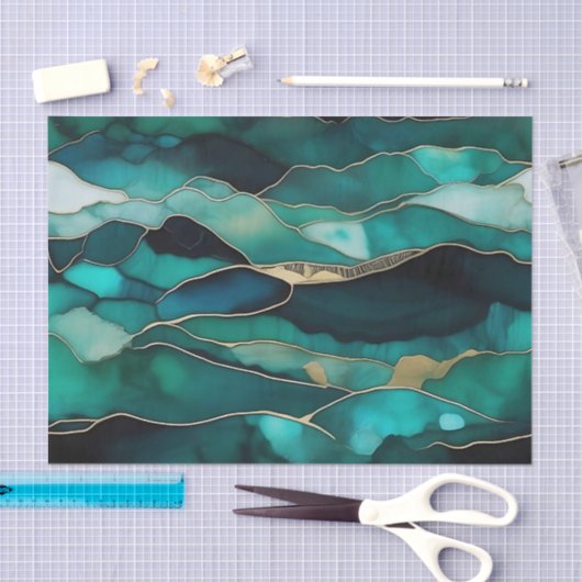 Abstrakte Tinte für Meerestiefen Seidenpapier (Handwerk)