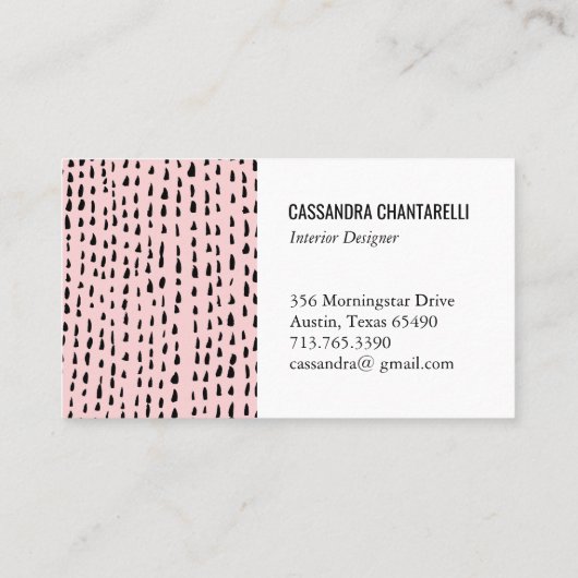 Abstrakte Tintenpatronen auf rosa Visitenkartendes Visitenkarte (Rückseite)