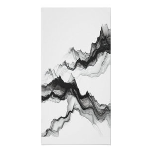 Abstrakte Tintenwasch-Gebirgskamm-Landschaft, ruhi Poster