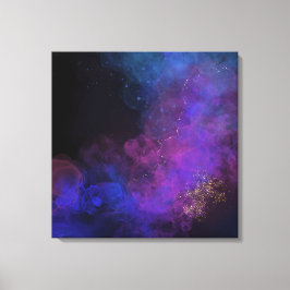 Abstrakte Tintenzeichnung Schwarzes Blau Lila Plat Leinwanddruck