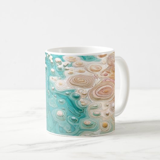 Abstrakte topografische Ozeankunst Kaffeetasse (VorderseiteRechts)