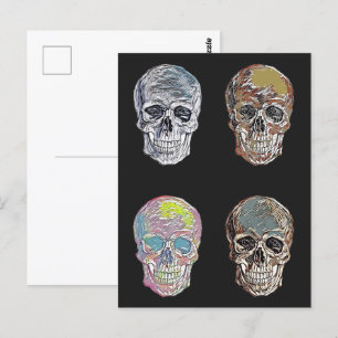 Abstrakte Totenköpfe Vintage Retro Grusel Tattoo-S Postkarte