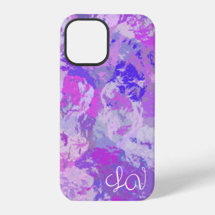 Abstrakte trendige Camo Pink Lila Blau Herz iPhone 12 Pro Hülle