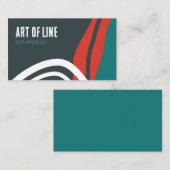 Abstrakte trendige Linienkunst in blau-rot und wei Visitenkarte (Vorne/Hinten)