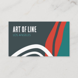 Abstrakte trendige Linienkunst in blau-rot und wei Visitenkarte