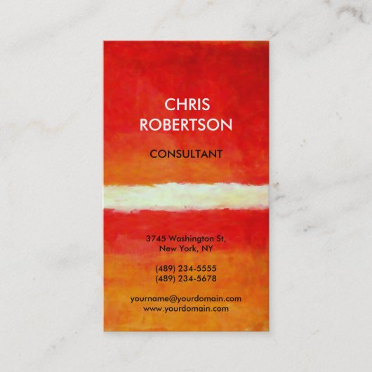 Abstrakte, trendige Visitenkarte in Rot-Orange-Gel (Vorderseite)