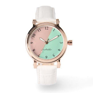 Abstrakte Trendy Rosé Mint Kollektion Armbanduhr