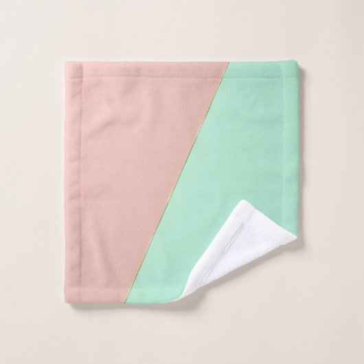 Abstrakte Trendy Rosé-Mint-Kollektion Badhandtuch Set (Waschlappen)