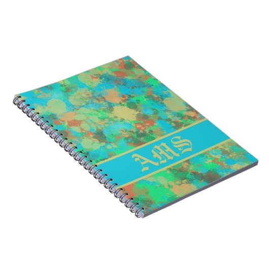 Abstrakte Tropfen in Grün, Gelb und Blau Notizblock (Rechte Seite)