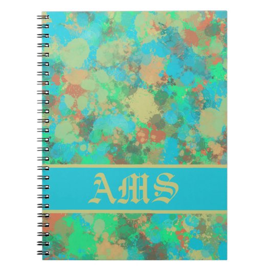 Abstrakte Tropfen in Grün, Gelb und Blau Notizblock (Vorderseite)